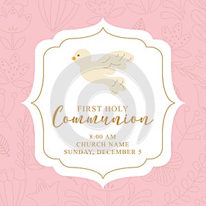 First Holy Communion Invitation. vector