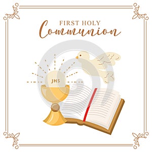 First Holy Communion Invitation. vector