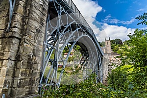 The first iron bridge ever built in the town that bears its name, Ironbridge, Shropshire. UK