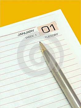 First January date in a diary