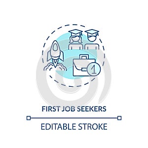 First job seekers turquoise concept icon