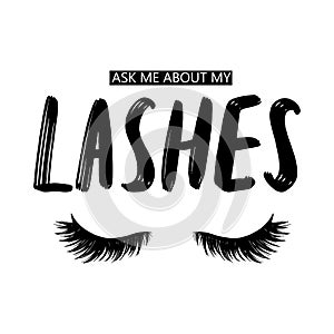 But first, lashes. Calligraphy phrase for girls, beauty salon, lash extensions maker