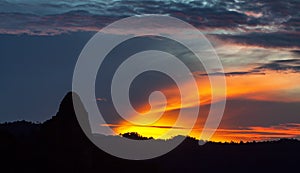 First light in dawn at Bukit Tabur, Malaysia.