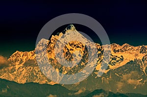First light on Mount Kanchenjugha, Himalayan mountain range