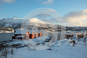 The First Light Over Norwegian Cabins