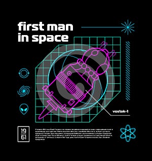 First man in Space, cosmic illustration