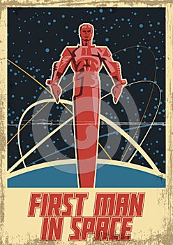 First Man in Space Vector Illustration