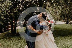 first meeting newlyweds groom wait sees bride hug