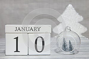 First month of the year, a calendar with numbers and a month, January 10. New Year`s fairy tale as a keepsake