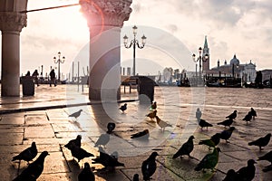 First morning sunlight at San Marco Square in Venice