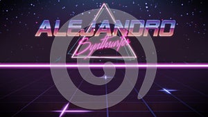 first name Alejandro in synthwave style