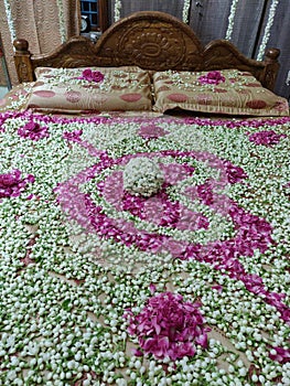 First Night Romantic Bed with Flowers
