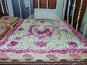 First Night Romantic Bed with Flowers
