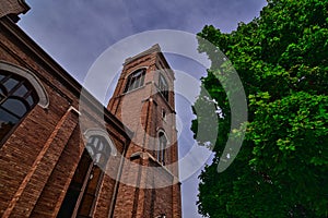 First pentecostal church steeple detail in Sheboygan Falls