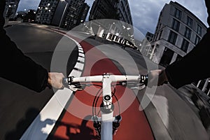 First-person view of cyclist