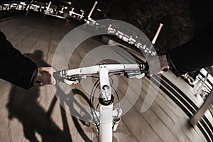 First-person view of cyclist