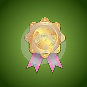 first place award badge. Vector illustration decorative design