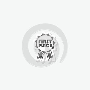 First place badge icon sticker isolated on gray background