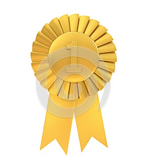 First Place Golden Award Ribbon Isolated