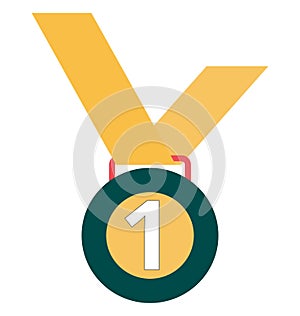 First position medal Isolated Color Vector Icon