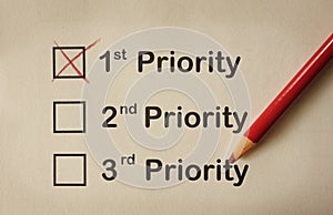 First priority marked on paper