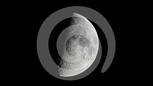 First quarter half moon seen with telescope
