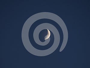 First quarter moon seen with telescope