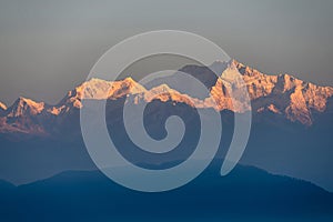 First rays over Kanchenjunga Peak, India