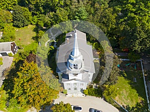 First Religious Society church aerial view, Carlisle, MA, USA