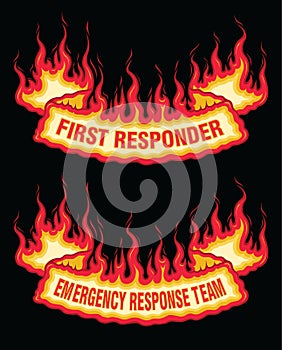 First Responder Fire Flame Banner Bottom Arch Scroll photo