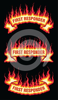 First Responder Fire Flame Scroll Banners photo