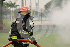 A firefighter on duty