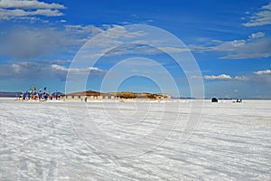 The First Salt HotelNow is a Museum of Uyuni Salt Flats with the Flags of Many Countries Around the World, Bolivia