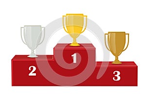 First, second and third place. Award for victory: gold, silver and copper. Cup winners on the red pedestal