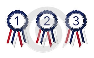 First, second and third place medal set vector illustration on white background