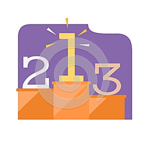 First, second and third places icon. Flat design style vector illustration