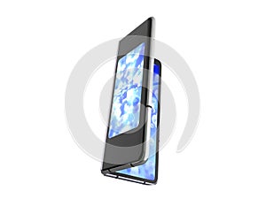 First serial foldable phone 3d render on white background no shadow