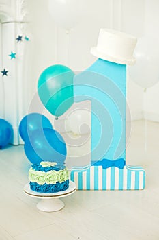 First smash cake for boy