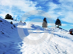 The first snow on the Alvier group mountain range