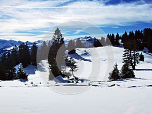 The first snow on the Alvier group mountain range