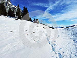 The first snow on the Alvier group mountain range