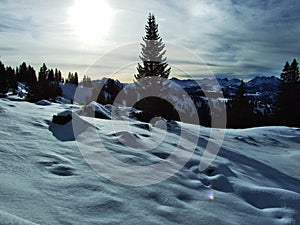 The first snow on the Alvier group mountain range