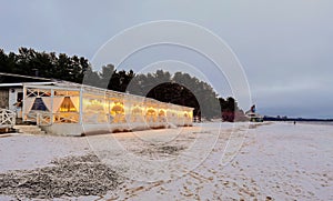 The first snow on the coast of the Gulf of Finland