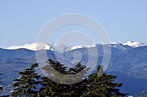 First snow on Montagna Pistoiese ridge seen from Pistoia photo