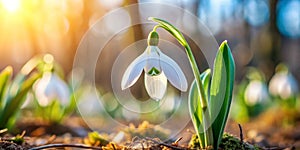 The first delicate spring flower snowdrop