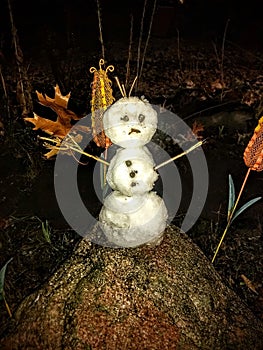 First Snowman of the Year - Fall Winter Season Changes