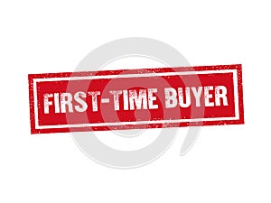 FIRST-TIME BUYER red stamp seal text message on white background