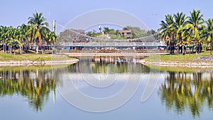 The first of two Suspension Bridges in Nong Prajak park, Udonthani