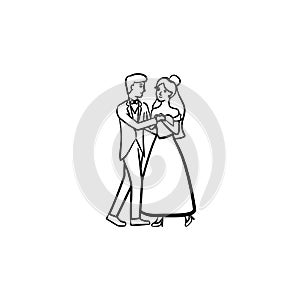 First wedding dance hand drawn sketch icon.