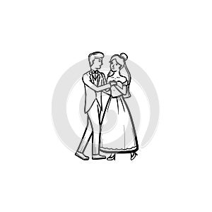 First wedding dance hand drawn sketch icon.